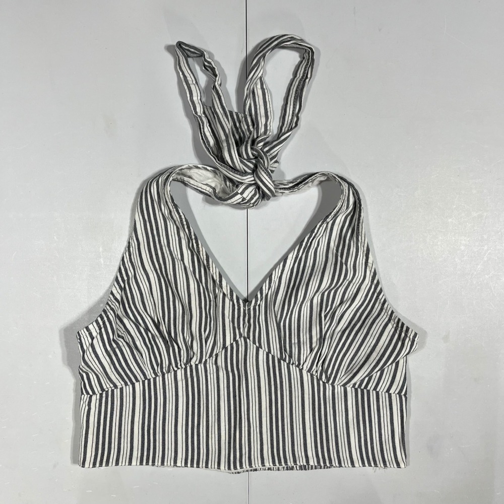 American Eagle Fisherman Indie Festival Striped Halter Crop Top Boho Women Small